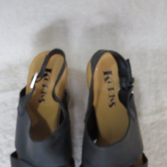 KORKS Kristian Leather Platform Slingback Sandal SIZE 8 Black - Picture 8 of 11